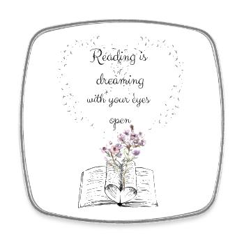 Reading is dreaming - Viereckiger Kühlschrankmagnet - Weiß - Vorne