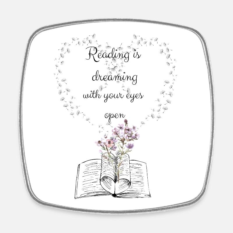 Reading is dreaming - Viereckiger Kühlschrankmagnet - Weiß