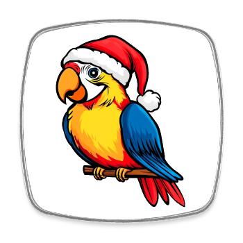 Perroquets Noël / Oiseau du Père Noël - Magnet carré - blanc - Devant