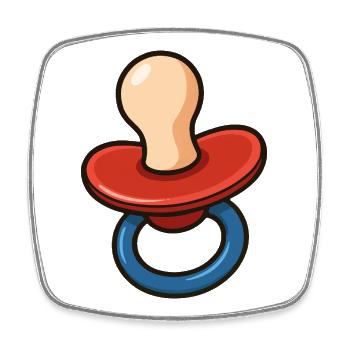 Sucette Dessin Animé Jouet Bébé - Magnet carré - blanc - Devant