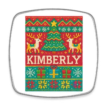 Festlicher Name Kimberly Hässlicher Weihnachtsstil, Weihnachten - Viereckiger Kühlschrankmagnet - Weiß - Vorne