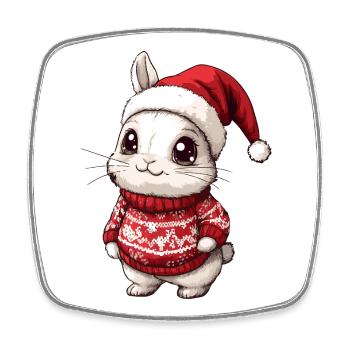 Lapin Noël Noël - Magnet carré - blanc - Devant