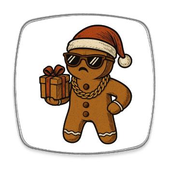 Gingerbread Santa with sunglasses Christmas - Square fridge magnet - white - Front