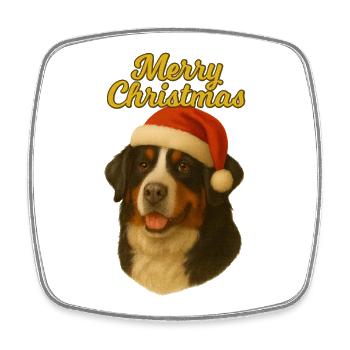 Pull de Noël joyeux chien de montagne bernois - Magnet carré - blanc - Devant