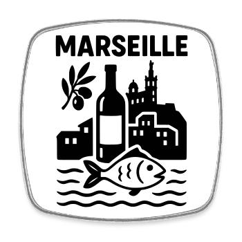 marseille silhouette - Viereckiger Kühlschrankmagnet - Weiß - Vorne