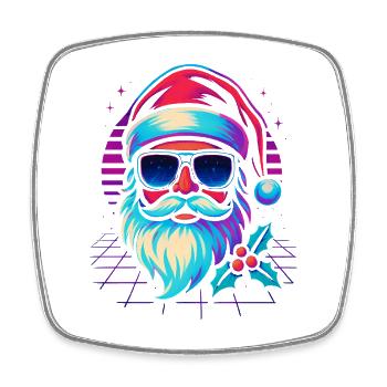 Santa Claus Funny Retro Gaming - Square fridge magnet - white - Front