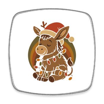 Cadeau de Noël Vintage Retro Elfe Âne - Magnet carré - blanc - Devant