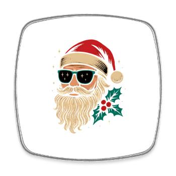 Noël rétro vintage du Père Noël - Magnet carré - blanc - Devant