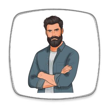 Bartträger Stil im Denimlook - Viereckiger Kühlschrankmagnet - Weiß - Vorne