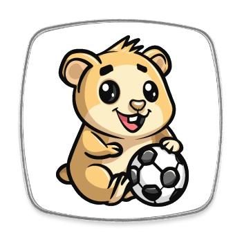 Hamster câlin avec ballon de foot - Magnet carré - blanc - Devant