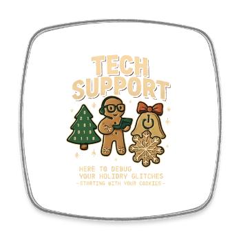 Vintage Tech Support Retro IT Christmas - Square fridge magnet - white - Front