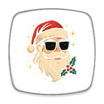Cool Santa Claus Sunglasses Retro Vintage - Square fridge magnet - white - Front