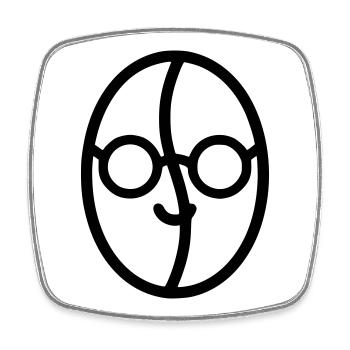Coffee love: Coffee bean with glasses - Square fridge magnet - white - Front