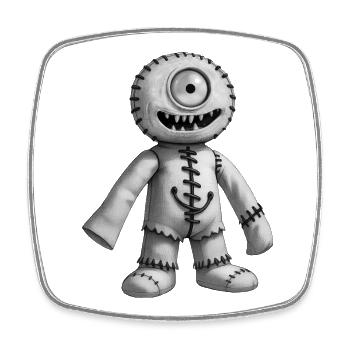 MONSTER DOLL #2 [Black & White] - Square fridge magnet - white - Front