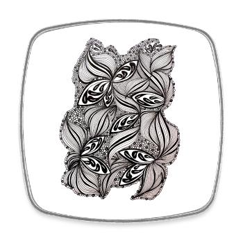 Black and white leaf pattern - Square fridge magnet - white - Front