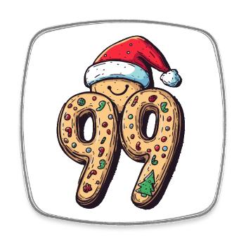 99 Number Biscuit Christmas - Square fridge magnet - white - Front