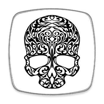 skull tribal - Magnet carré - blanc - Devant