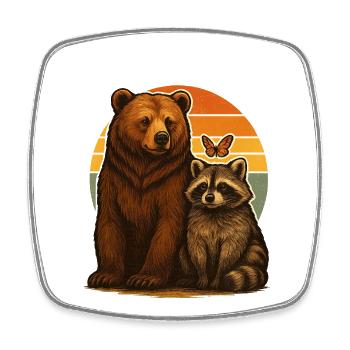 Bär Waschbär Tierfreunde - Viereckiger Kühlschrankmagnet - Weiß - Vorne