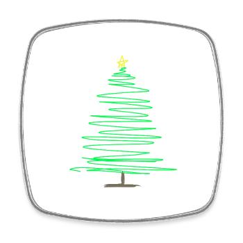 Grüner Spiraltannenbaum mit Stern - Viereckiger Kühlschrankmagnet - Weiß - Vorne