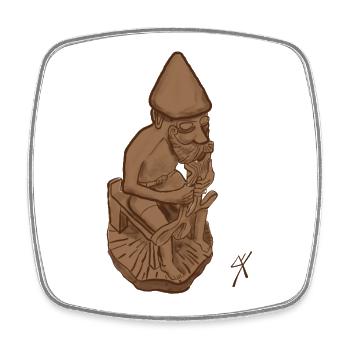 Thor-Holzstatue – Nordische heidnische Kunst - Viereckiger Kühlschrankmagnet - Weiß - Vorne
