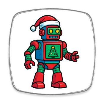 Roboter mit Weihnachtsbaum - Viereckiger Kühlschrankmagnet - Weiß - Vorne