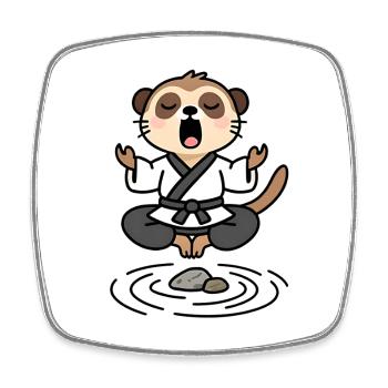Meerkat in a Meditative Zen Kimono - Square fridge magnet - white - Front