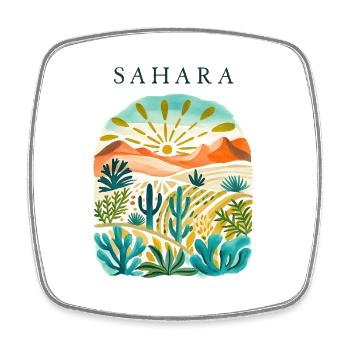 Paysage du désert du Sahara Lever du soleil - Magnet carré - blanc - Devant