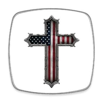USA Cross Flag - Square fridge magnet - white - Front