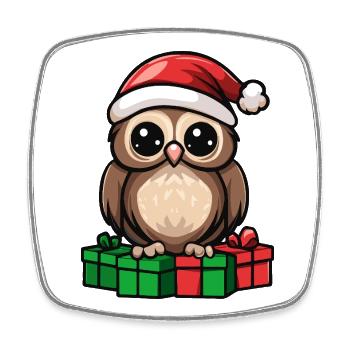 Owl Christmas Gifts - Square fridge magnet - white - Front