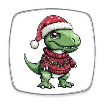 Noël de Noël T-Rex Dinosaure - Magnet carré - blanc - Devant