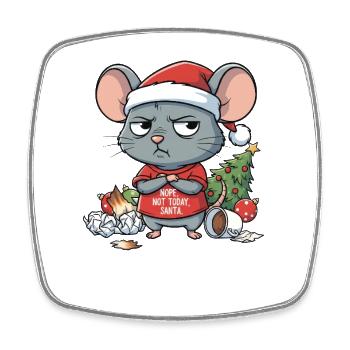 Grim Christmas Mouse with Funny Saying - Square fridge magnet - white - Front