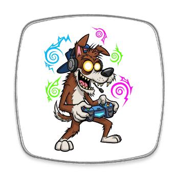 Gaming Wolf Neonstil Gamer Hund für Zocker - Viereckiger Kühlschrankmagnet - Weiß - Vorne
