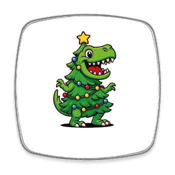 Tree Rex – Funny Dino Christmas - Square fridge magnet - white - Front