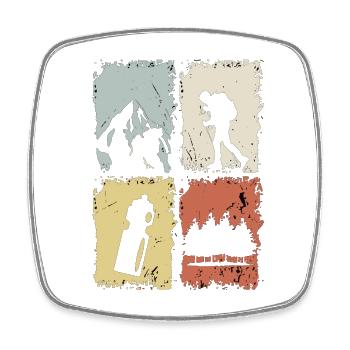 Vier Panel Silhouette Grunge - Viereckiger Kühlschrankmagnet - Weiß - Vorne