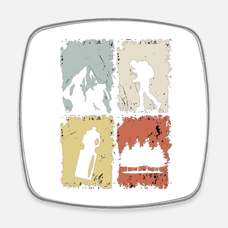 Four Panel Silhouette Grunge - Square fridge magnet - white