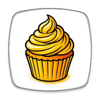 Goldener Cupcake  - Viereckiger Kühlschrankmagnet - Weiß - Vorne