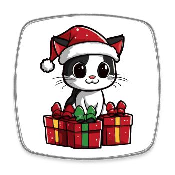 Cadeaux de Noël pour chats - Magnet carré - blanc - Devant
