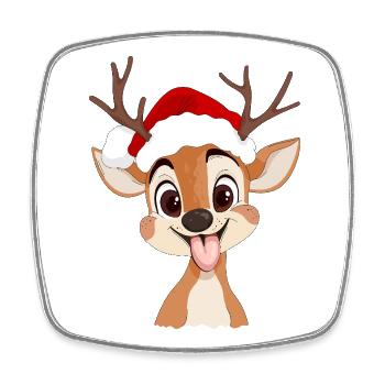 Hirsch und Weihnachten - Viereckiger Kühlschrankmagnet - Weiß - Vorne
