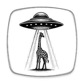 Girafe extraterrestre - Magnet carré - blanc - Devant