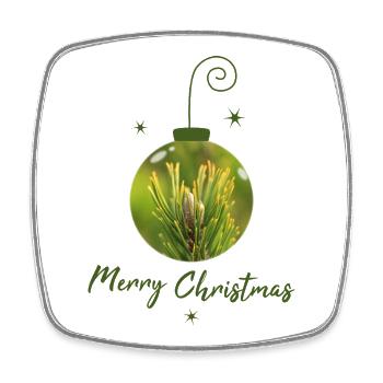 Sapin dans la boule de Noël, boule de branches de sapin - Magnet carré - blanc - Devant