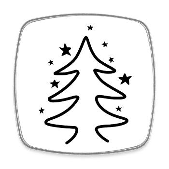 Minimalistischer Weihnachtsbaum mit Sternen - Viereckiger Kühlschrankmagnet - Weiß - Vorne