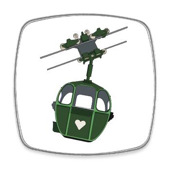 Green Cable Car Heart Motif - Square fridge magnet - white - Front