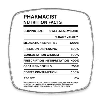 Données nutritionnelles pour pharmaciens Cadeaux drôles de technicien en pharmacie - Magnet carré - blanc - Devant
