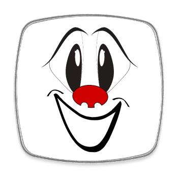 Visage de dessin animé rieur avec le nez rouge - Magnet carré - blanc - Devant