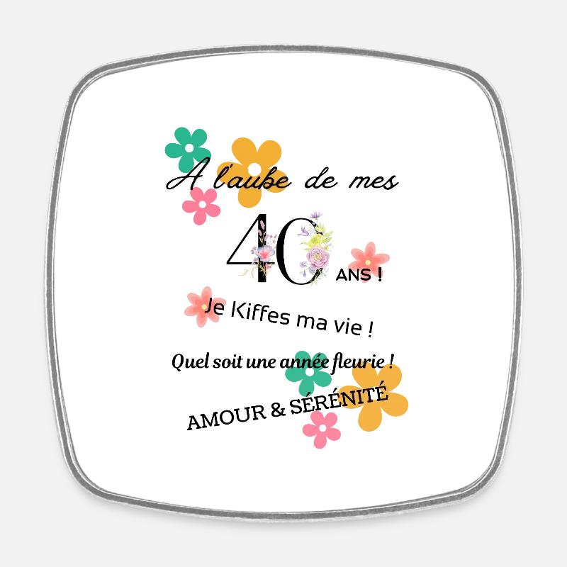 _40ans_fleurie - Square fridge magnet - white