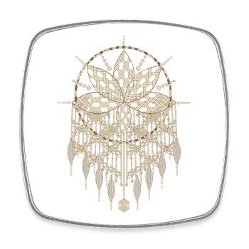 Macramé pendant with ornate knot patterns - Square fridge magnet - white - Front