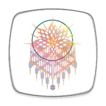 Macramé pendant with ornate knot patterns - Square fridge magnet - white - Front