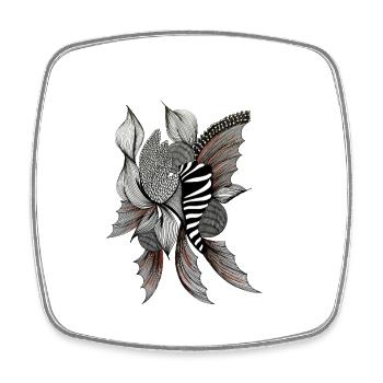 Zebra Flower Illustration in Black and White - Square fridge magnet - white - Front
