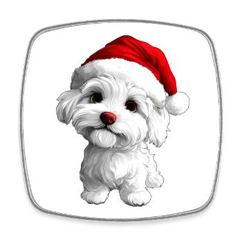 Hündchen Christmas - Viereckiger Kühlschrankmagnet - Weiß - Vorne