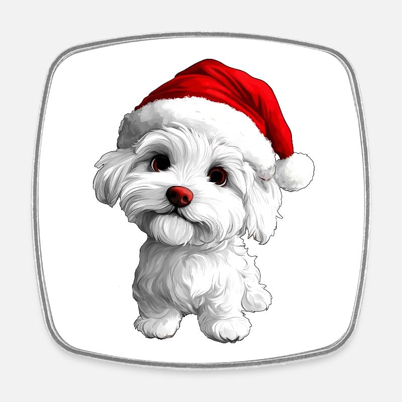 Puppy Christmas - Square fridge magnet - white